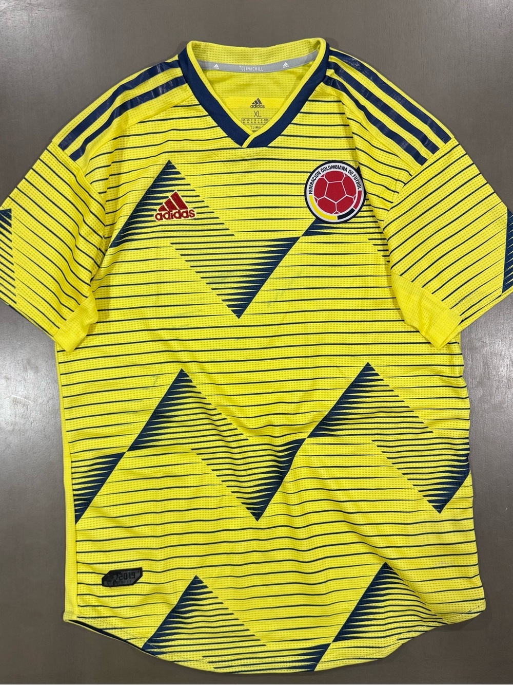adidas Colombia Men's Yellow and Navy Football Jersey